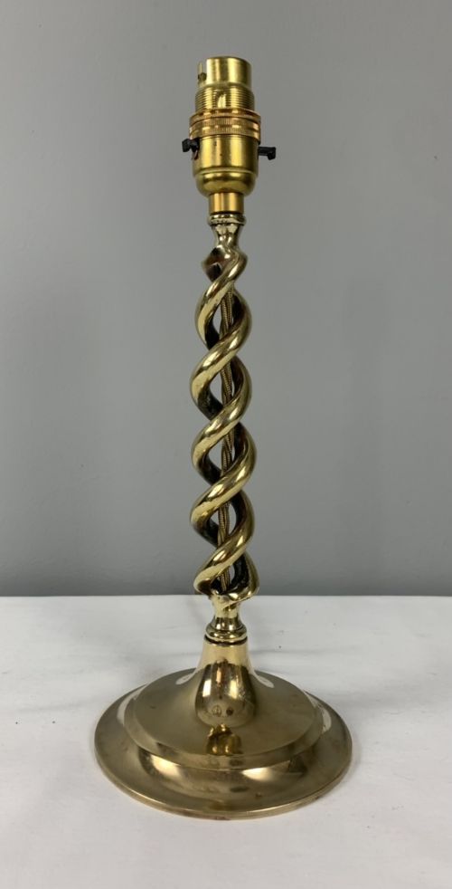 Polished Brass Twist Table Lamp, Rewired and Pat Tested
