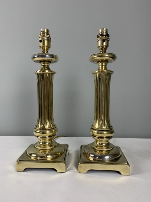 Pair of Brass Plated 1930s Table Lamps, Rewired and Pat Tested