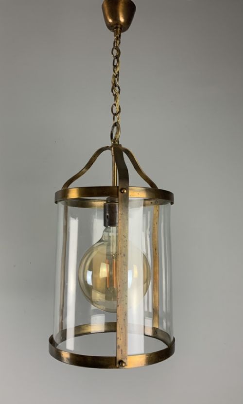 1920s French Strap Work Brass Lantern, Rewired