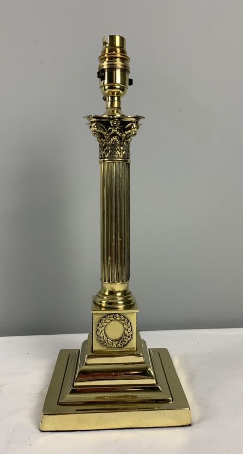 Brass Corinthian Column Table Lamp, Rewired and Pat Tested