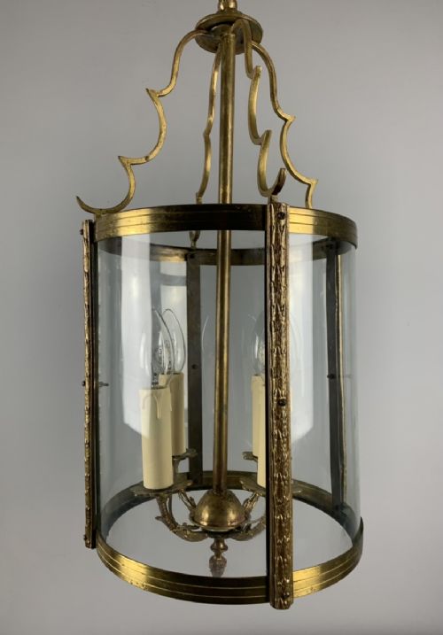 French Gilded Brass Four Light Convex Lantern