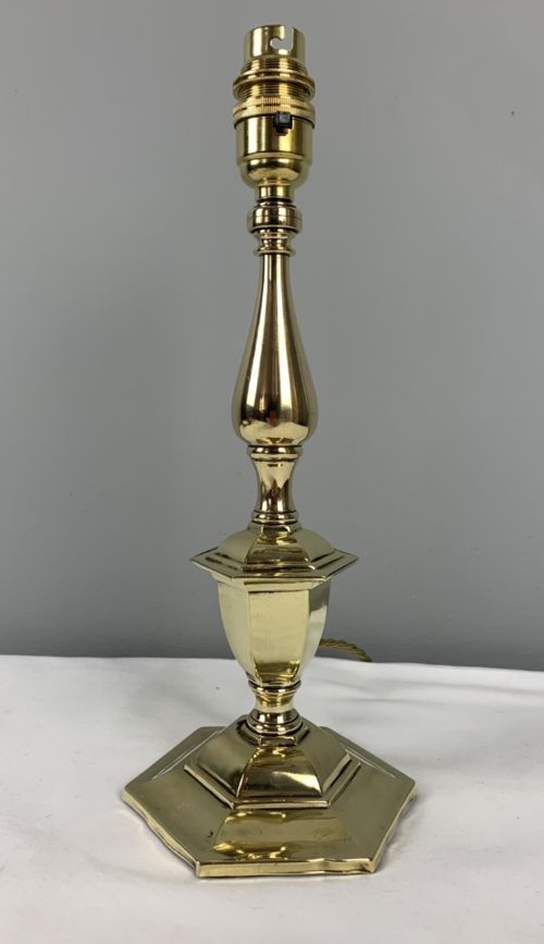 Hexagonal Brass Table Lamp , Rewired and Pat Tested