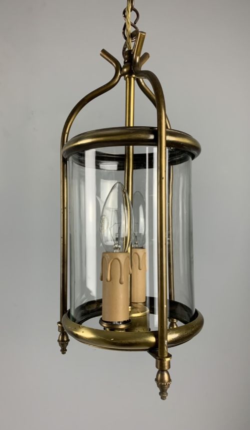 Small French 1930s Aged Brass Lantern, Rewired