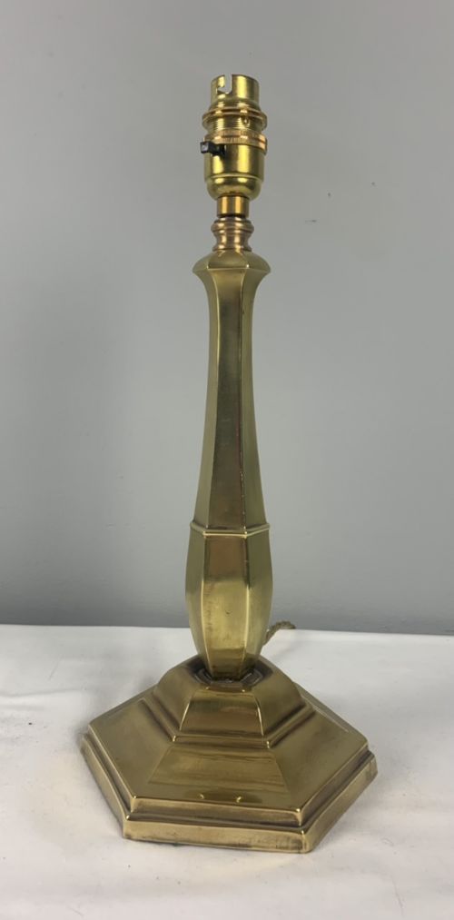 Hexagonal Base Brass Table Lamp Rewired and Pat Tested