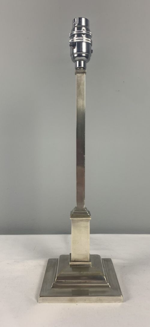 Elegant Slim Edwardian Silver Plated Table Lamp, Rewired and Pat Tested