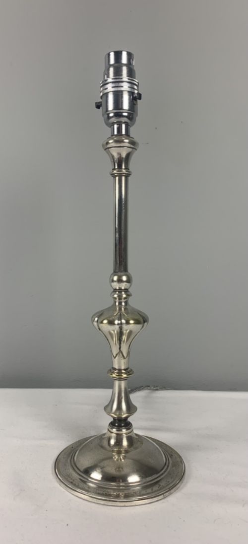 Silver Plated Edwardian Table Lamp, Rewired and Pat Tested