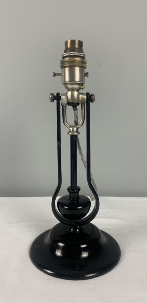 1920’S Navel Gimbal Table Lamp, Wall Light, Black Enamel & Silver Plated, Rewired and Pat Tested