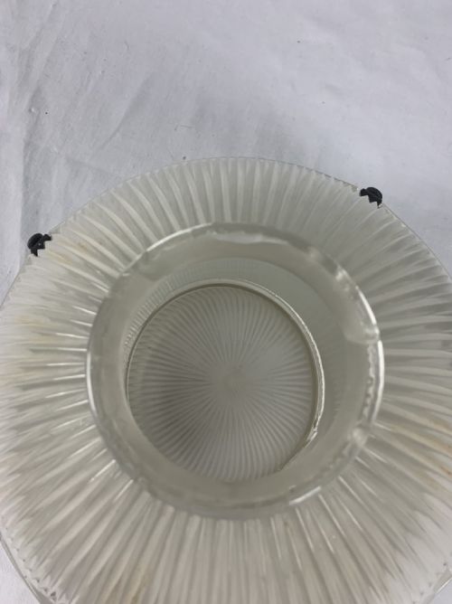 fig 1. 3 Part Holophane Prism Ceiling Light, Original Shade, Rewired 