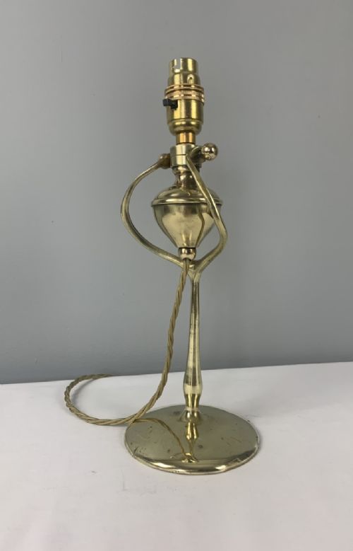 19th Century Brass Wishbone Gimbal Gimble Table Lamp, Rewired and Pat Tested