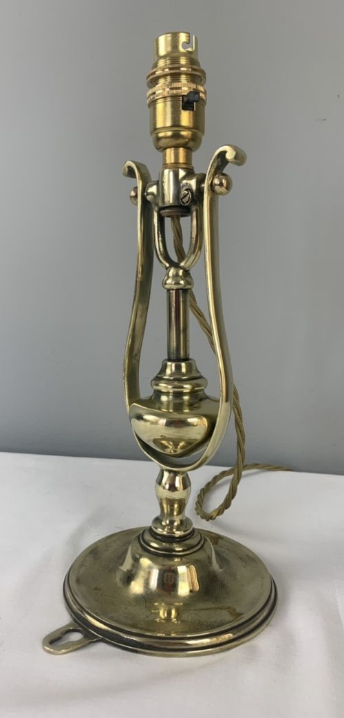 English Brass Gimbal Table Lamp, Rewired and Pat Tested