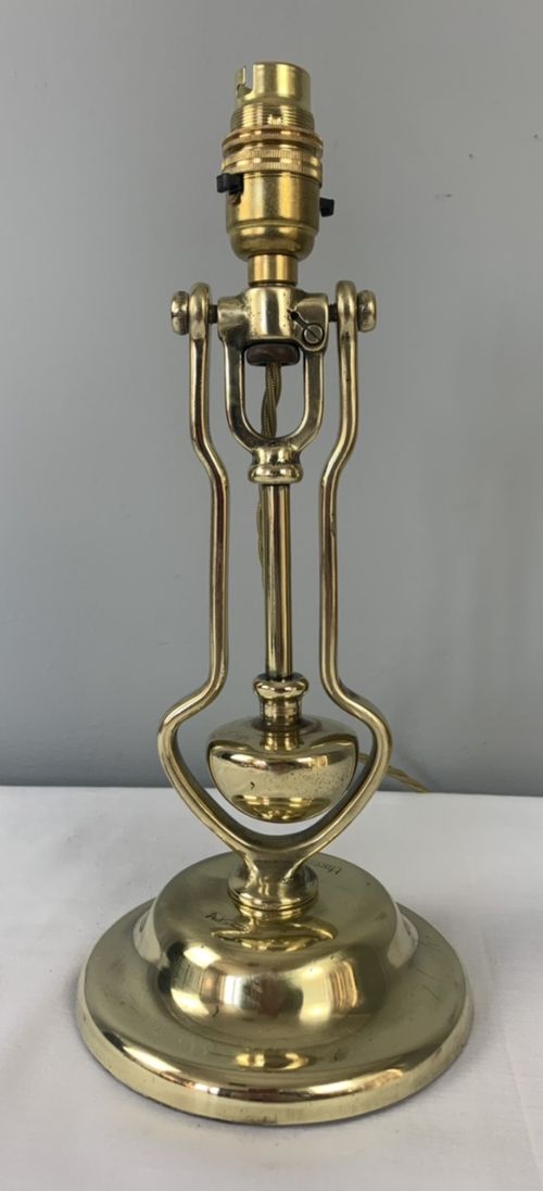 Solid Brass Naval Gimbal Table Lamp by Harcourts, Rewired and Pat Tested