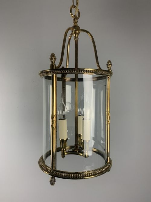 Large Polished Brass 3 Light Lantern, Rewired