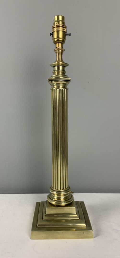 Victorian Hinks & Sons Brass Column Table Lamp, Rewired and Pat Tested