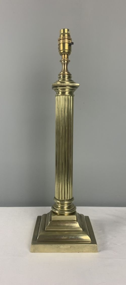 Victorian Brass Column Table Lamp, Rewired and Pat Tested