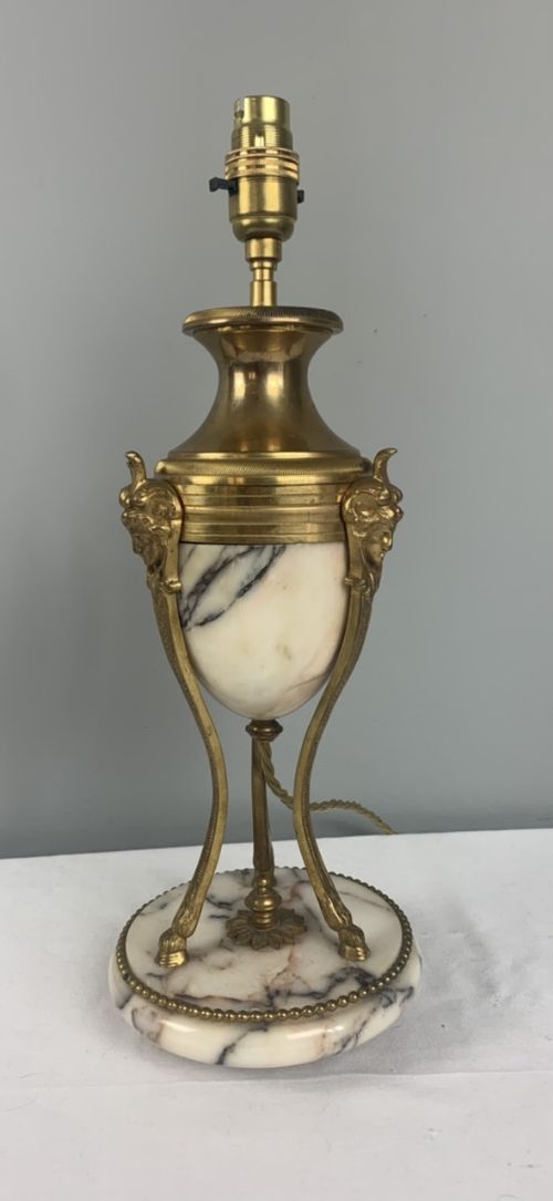 French Marble Ormolu Table Lamp, C1900, Rewired and Pat Tested