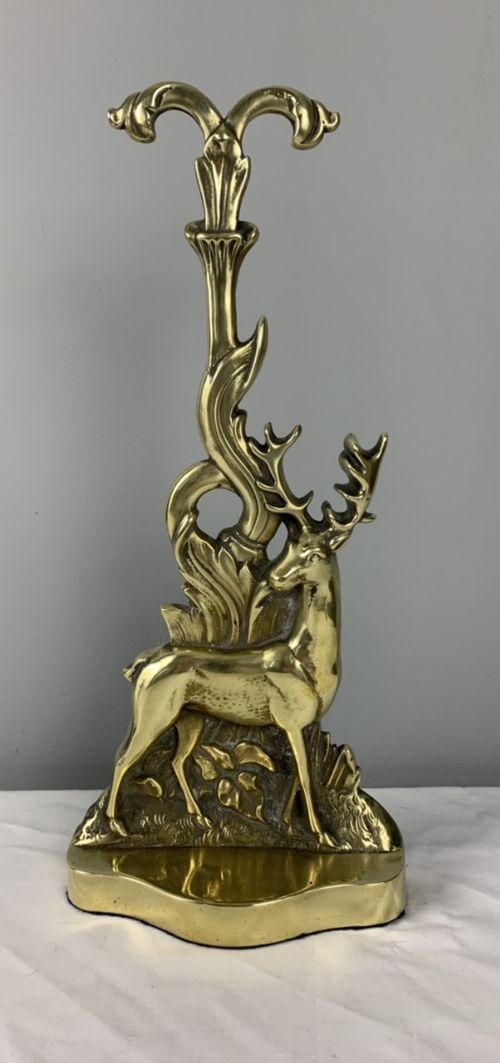 Victorian Brass and Stag Doorstop Door Stop Door Porter with Registration Number