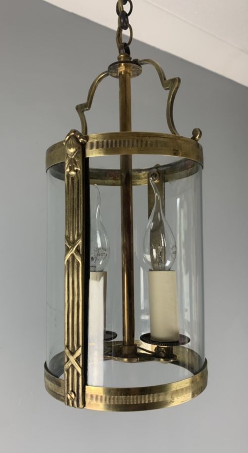Quality Twin Light French Brass Lantern, Rewired
