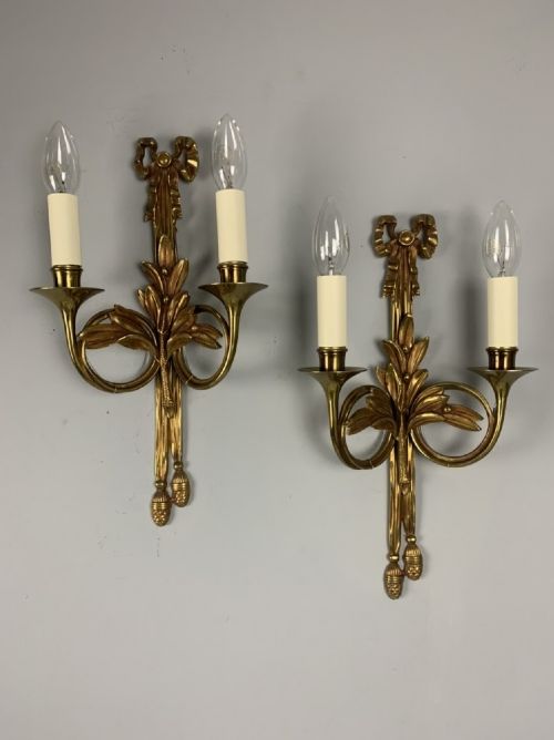 Quality Pair of French Wall Lights, Rewired