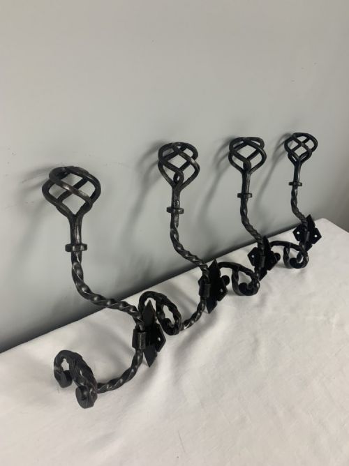 Set of 4 French Wrought Iron Coat Hooks