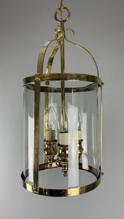 French Triple Light Brass Lantern, Rewired