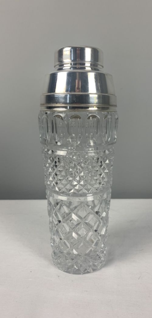 Art Deco Silver Plated Glass Cocktail Shaker