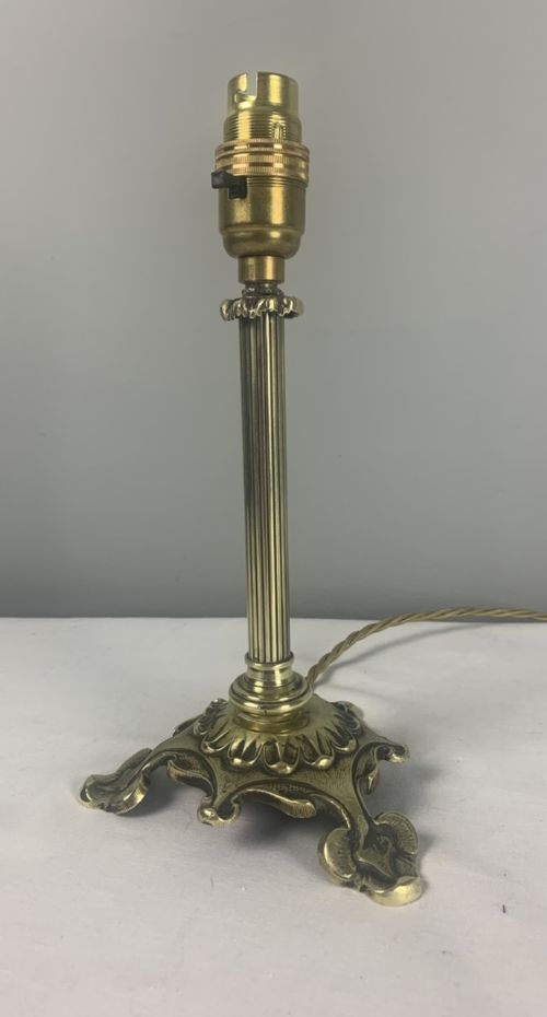 Miniature French 19th Century Brass Table Lamp, Rewired and Pat Tested