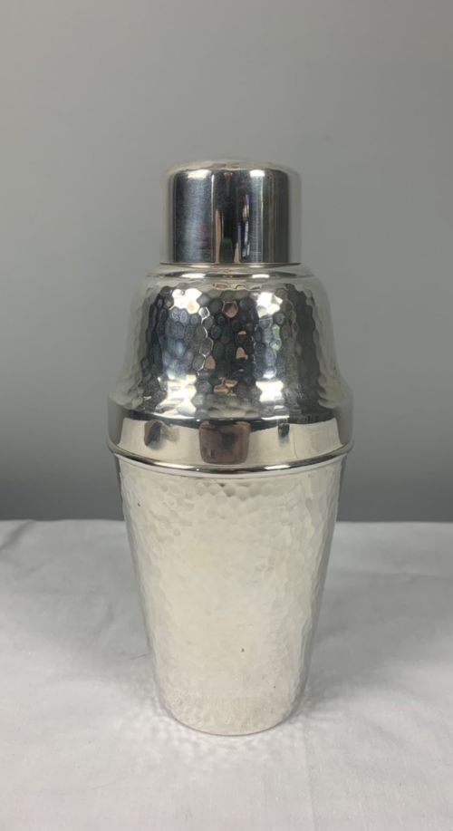 Art Deco Silver Plated Cocktail Shaker, Hammered Finish, 3/4 Pint by Kingsway Plate