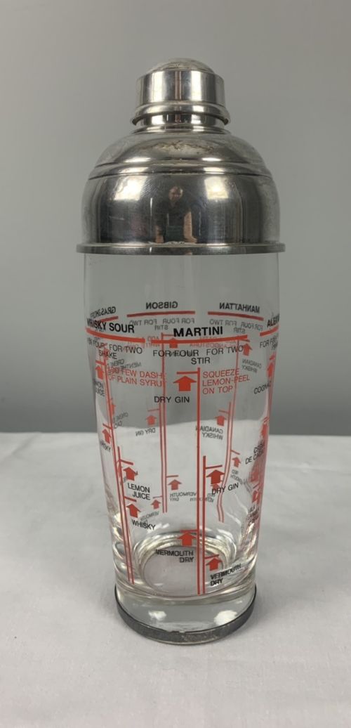 Art Deco Glass Recipe Silver Plated Cocktail Shaker