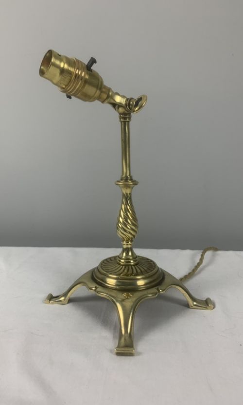 Adjustable Edwardian Brass Table Lamp, Rewired and Pat Tested