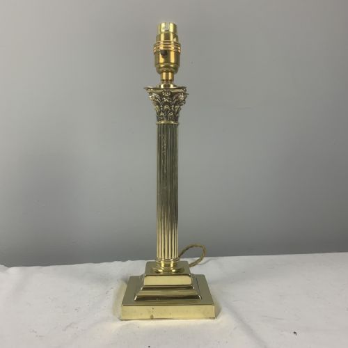 Small Brass Corinthian Column Table Lamp, Rewired and Pat Tested