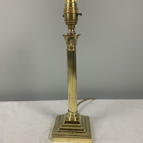 Small Brass Corinthian Column Table Lamp, Rewired and Pat Tested