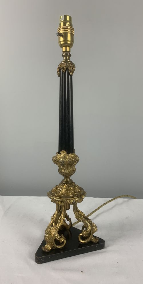 French 19th Century Gilt Brass and Marble Table Lamp, Rewired and Pat Tested