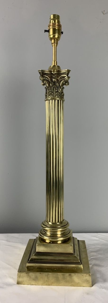 Quality Victorian Brass Column Table Lamp, Rewired and Pat Tested