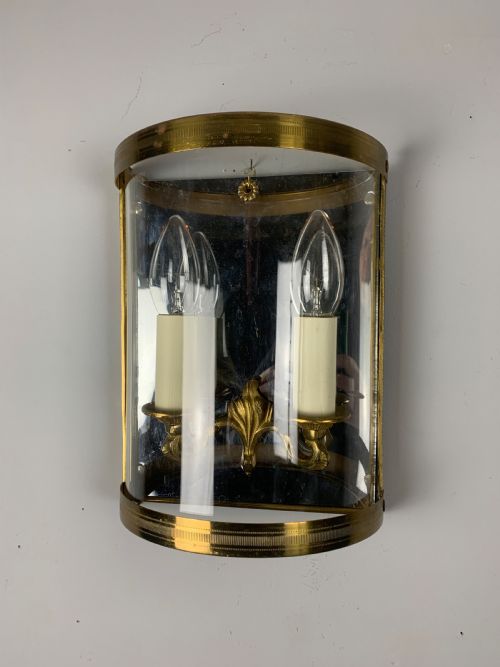 French Single Gilded Convex Half Lantern Wall Light