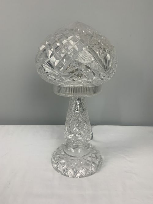 Cut Glass Mushroom Table Lamp, Rewired and Pat Tested