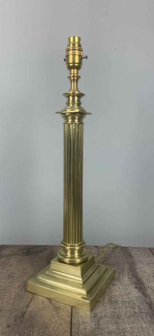 Victorian Hinks & Sons Brass Column Table Lamp, Rewired and Pat Tested