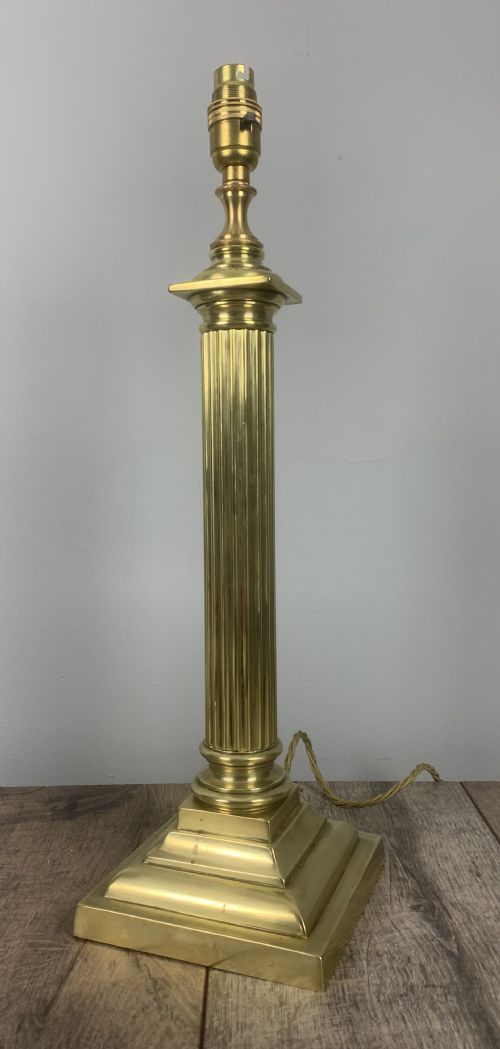 Victorian Brass Column Table Lamp, Rewired and Pat Tested