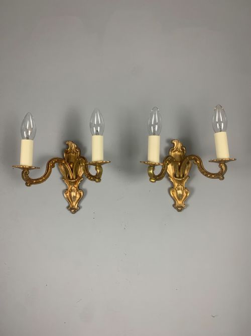 French Gilded Twin Arm Antique Wall Lights