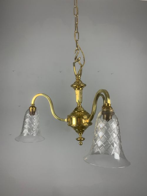Edwardian 3 Light Chandelier with Shades