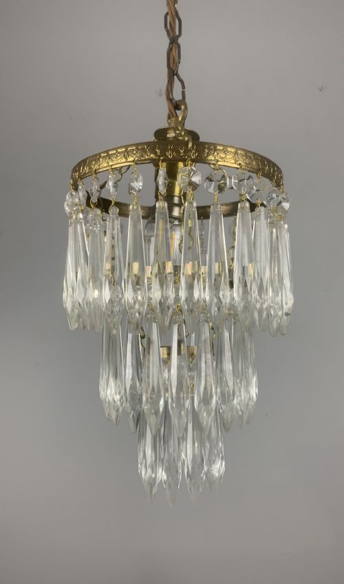 Three Tier Glass Chandelier, Ceiling Light