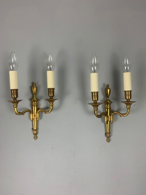 Small Pair of French Brass Antique Wall Lights