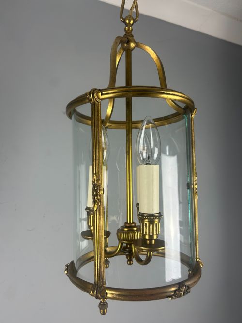 French Gilded Triple Light Antique Lantern