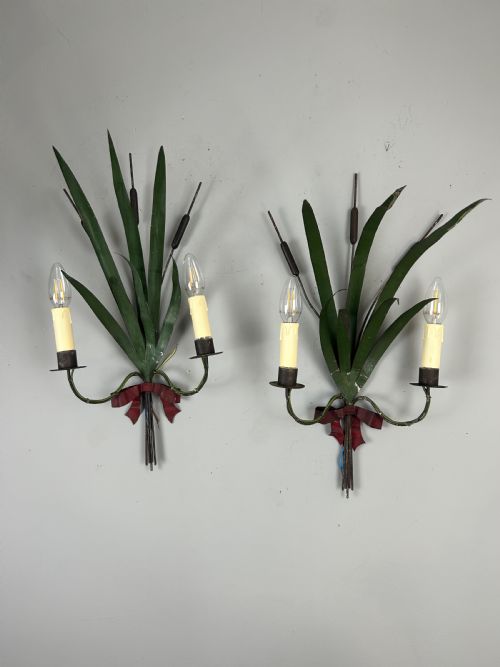 Pair of French Wheatsheaf Antique Wall Lights
