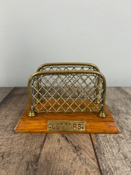 William Tonks Brass & Oak Letter Rack
