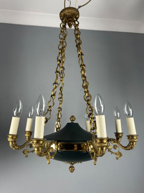 French 8 Arm Empire Antique Chandelier