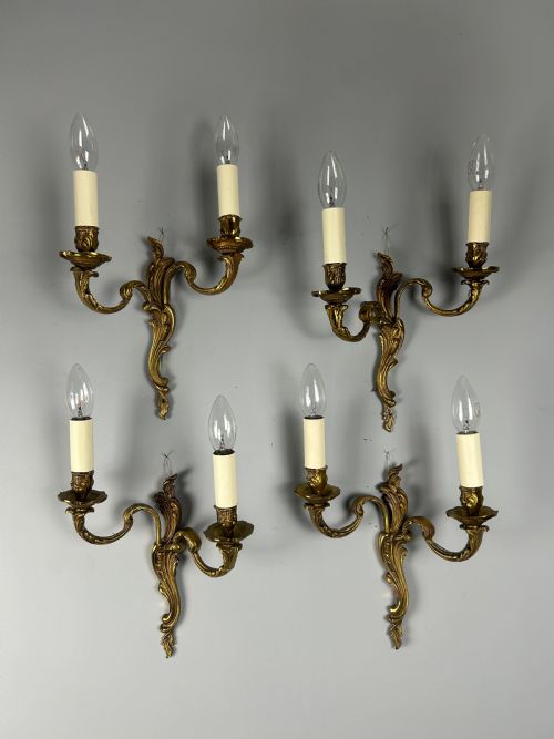 Set of 4 French Gilded Antique Wall Lights