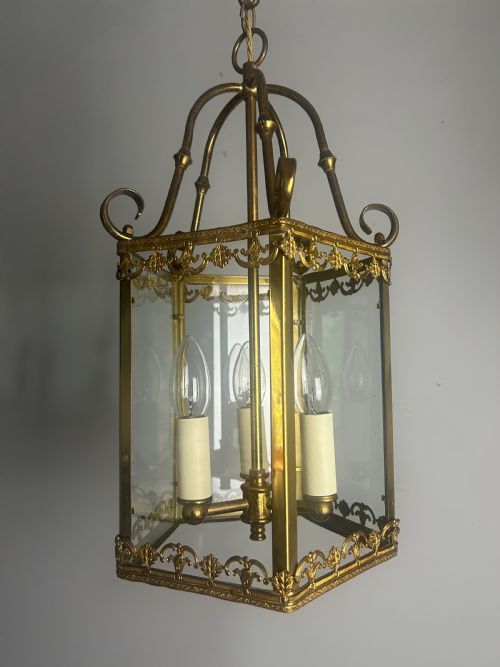 French Triple Light Antique Lantern, Rewired