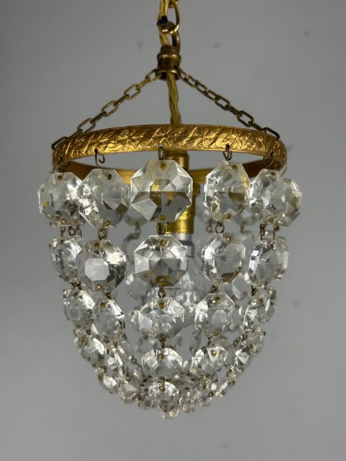 Crystal Lustre Chandelier, Ceiling Light, Rewired