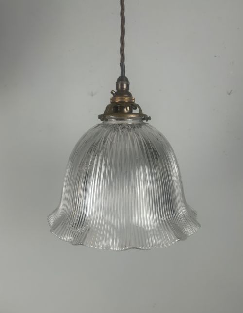 French Holophane Pendant Ceiling Light with Original Shade