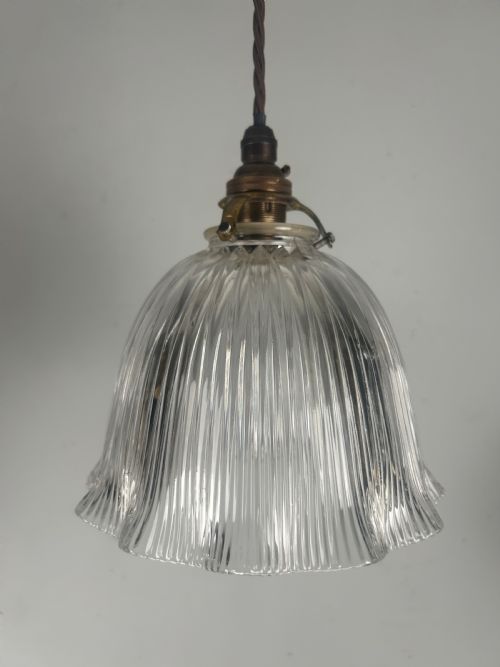 French Holophane Pendant Ceiling Light with Original Shade